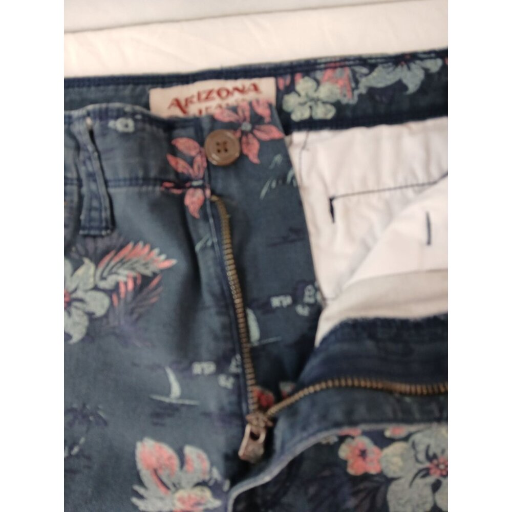 Mens Arizona Floral Print Cotton Flat Front Casual Shorts Size 32 Tropical - Picture 8 of 11